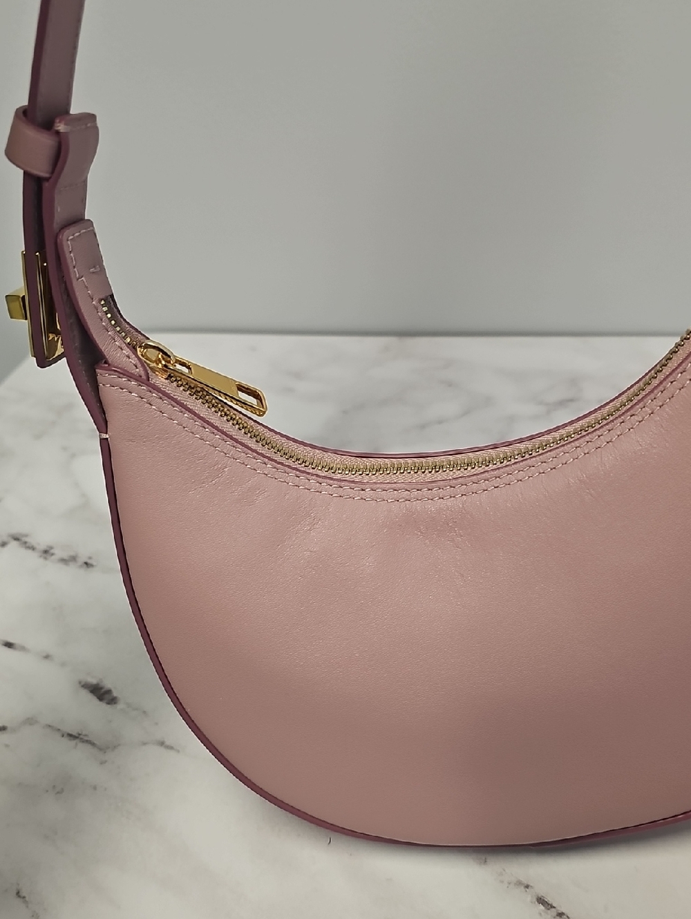 Rabeanco Nina Crescent Mini Purple Pink Shoulder Bag Preowned - Picture 10 of 10